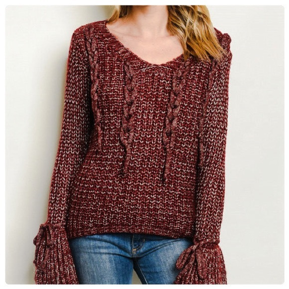 Big Bell Cuffs Burgundy Metallic Sweater - Picture 4 of 13